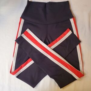 Public Myth Black Leggings Red White Side Stripe High Waist Athletic S/P